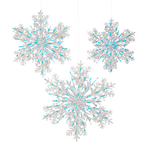 White Iridescent Snowflake Ornaments