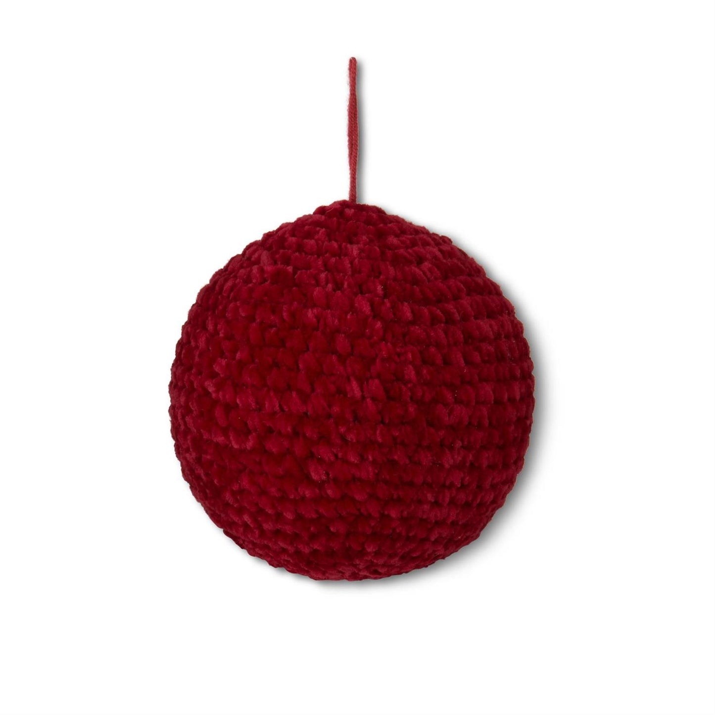 Red Knit Ball Ornament 5"
