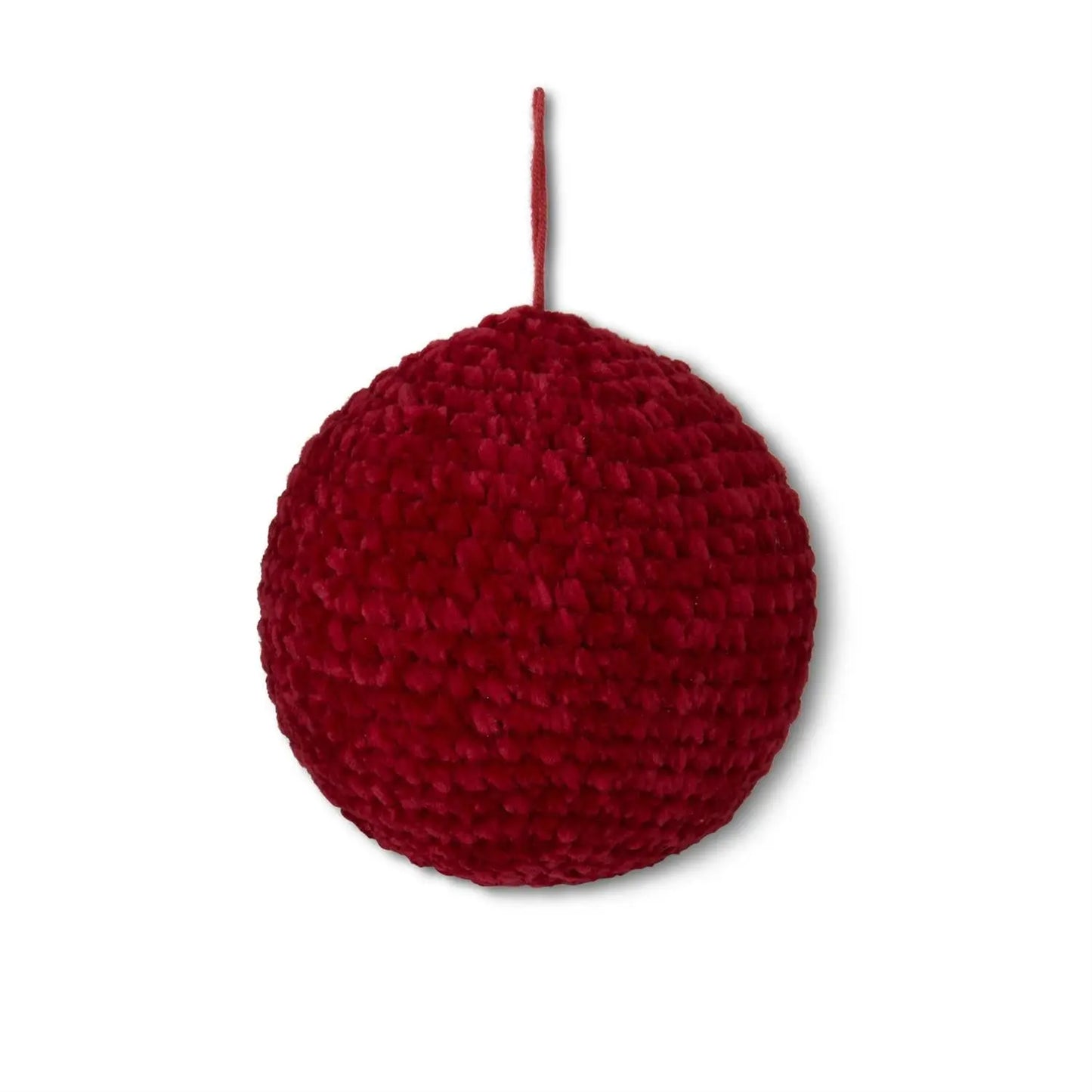 Red Knit Ball Ornament 5" Winterland