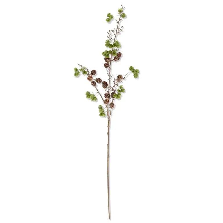 Glittered Larch Pine Stem w/Mini Pinecones Winterland