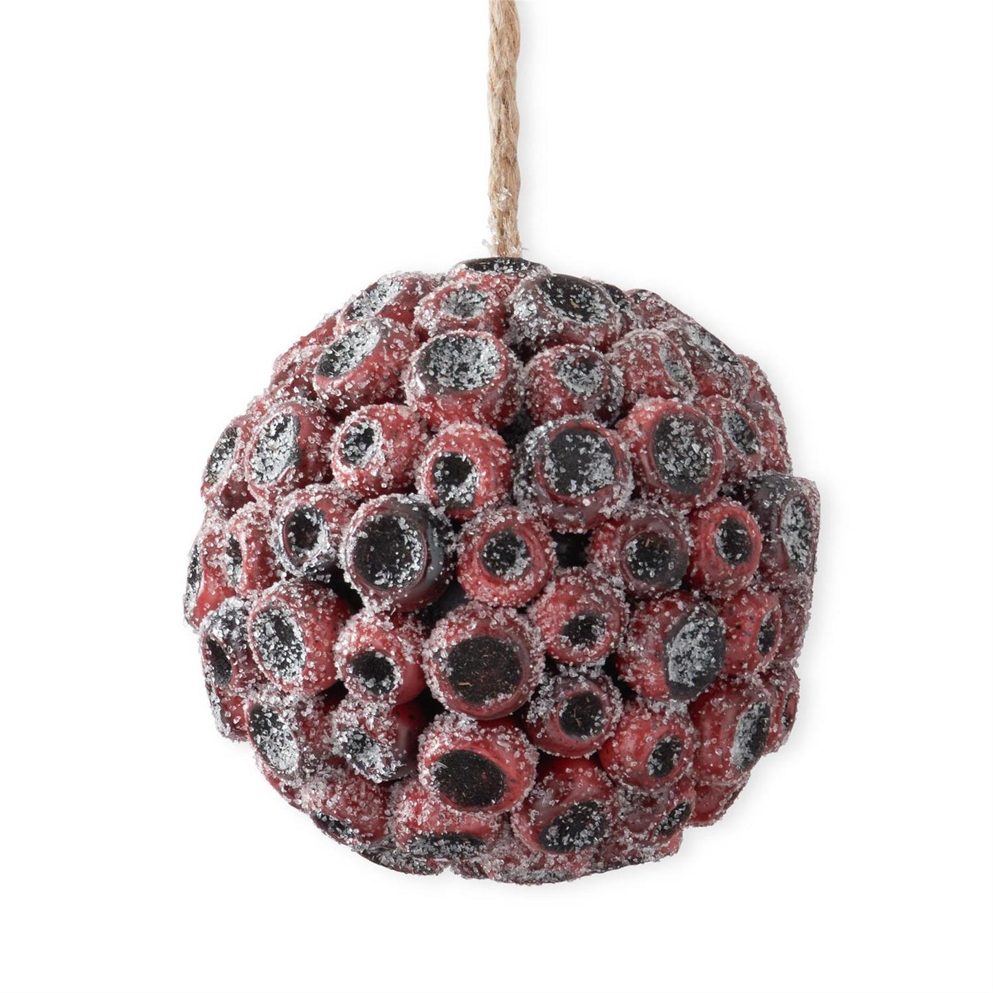 Burgundy Pod Ball Glittered Ornament 7"