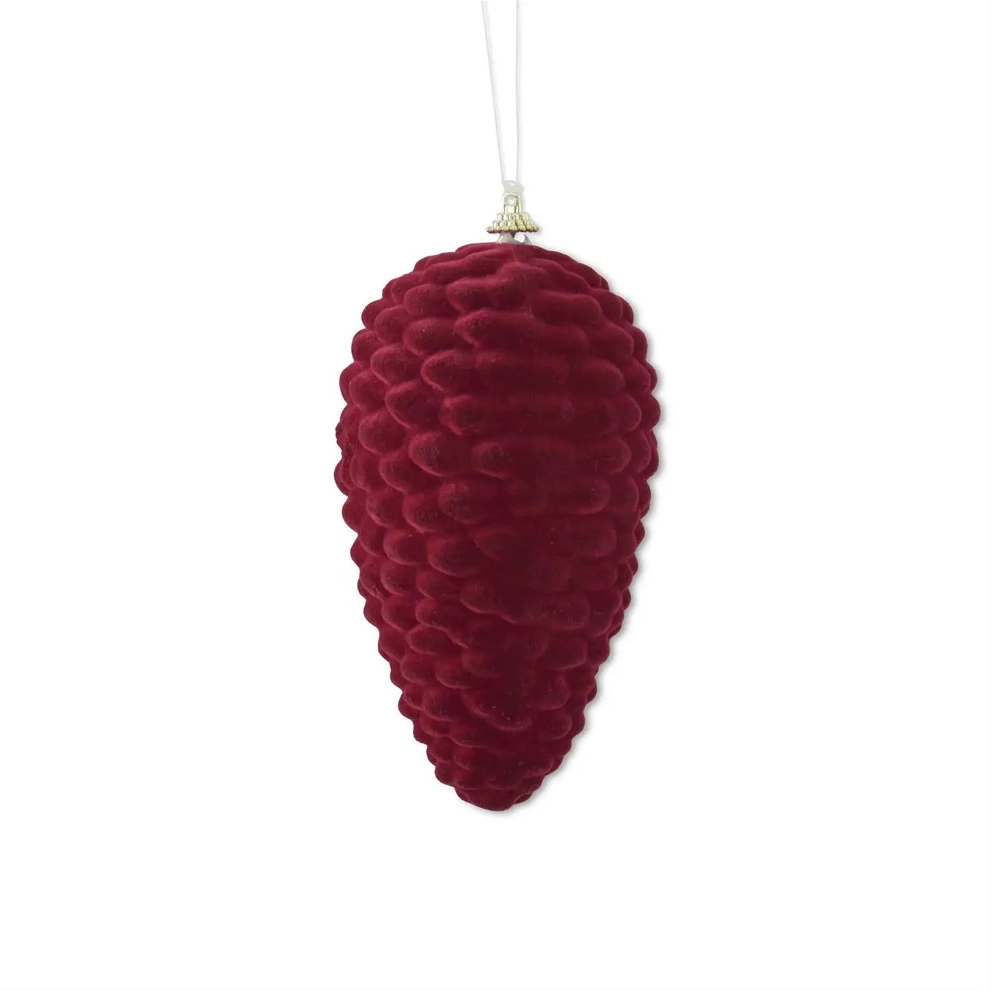 Burgundy Velvet Flocked Pinecone Ornament Winterland