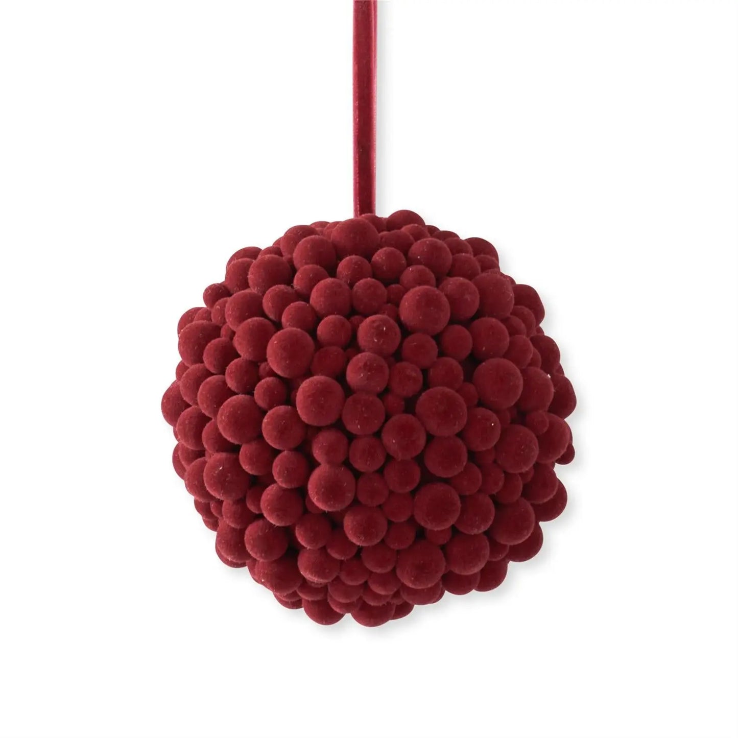 Burgundy Multi Size Pom Pom Ball Ornament 4.75" Winterland