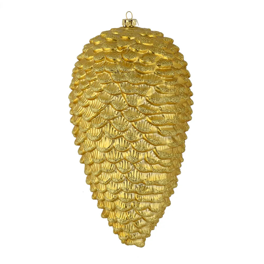 Gold Matte Glitter Pinecone winterland