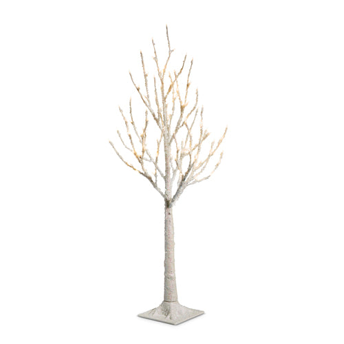 LIGHTED WHITE ICED TREE