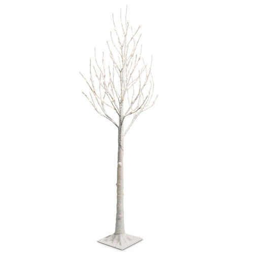 LIGHTED WHITE ICED TREE