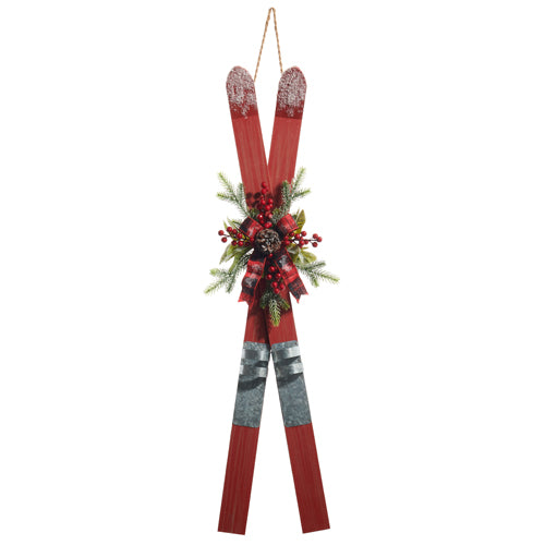 Crossed Red Skis Wall Decor