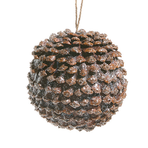 Iced Pinecone Ornament  5"