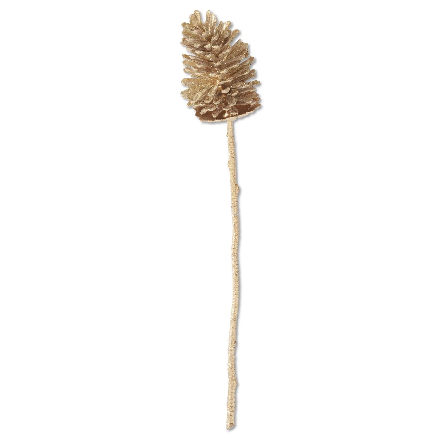 Gold Glittered Pinecone Stem