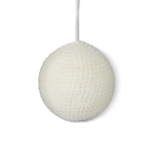 Cream Knit Ball Ornament 5"