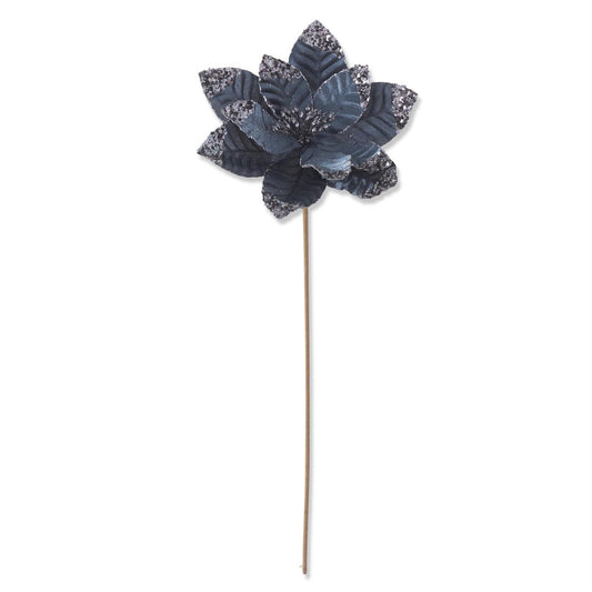 Glittered & Sequined Blue Velvet Poinsettia