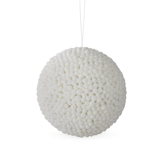 Icy White Berry Ball Ornament 6.5"