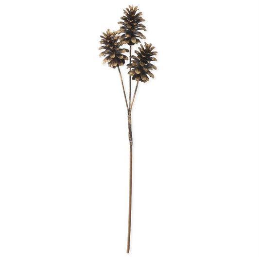 Gold Glittered Brown Pinecone Stem