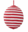 Red & White Striped Rope Ball Ornament 6.25"