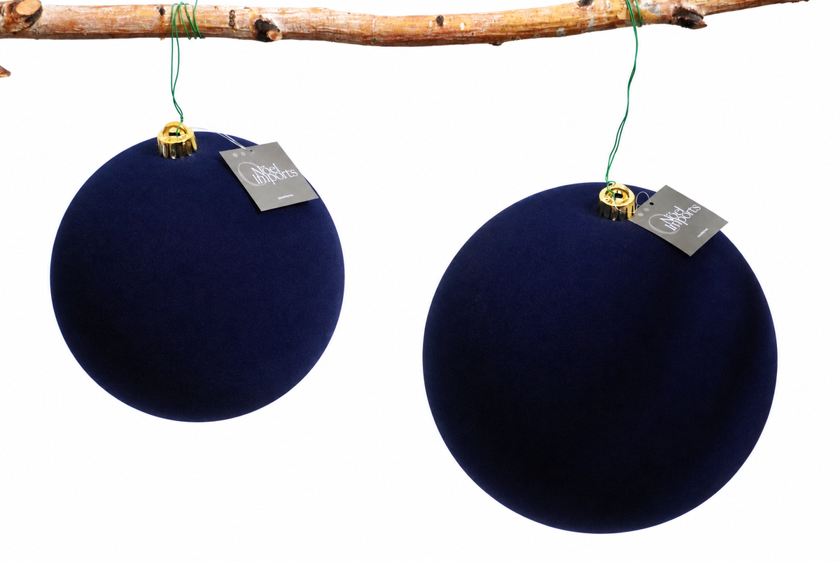 Esfera navideña de 25 cm color azul Berry, terciopelo Noel Imports