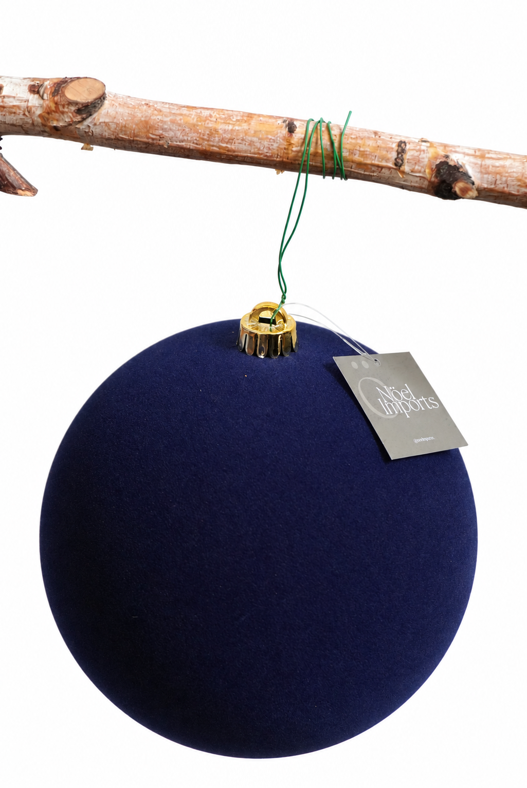 Esfera navideña de 25 cm color azul Berry, terciopelo Noel Imports