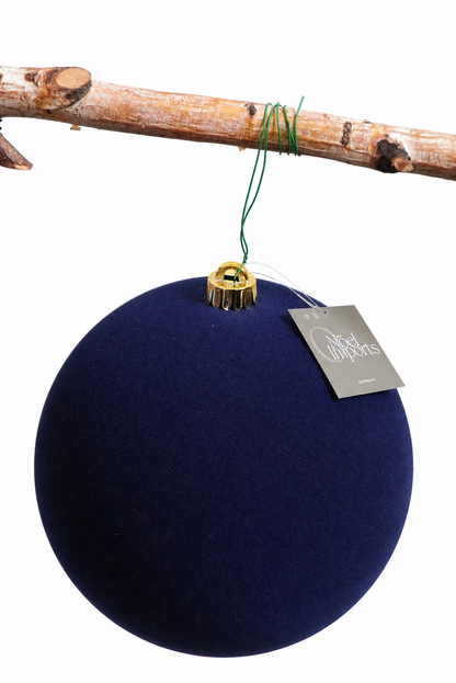Esfera navideña de 25 cm color azul Berry, terciopelo Noel Imports