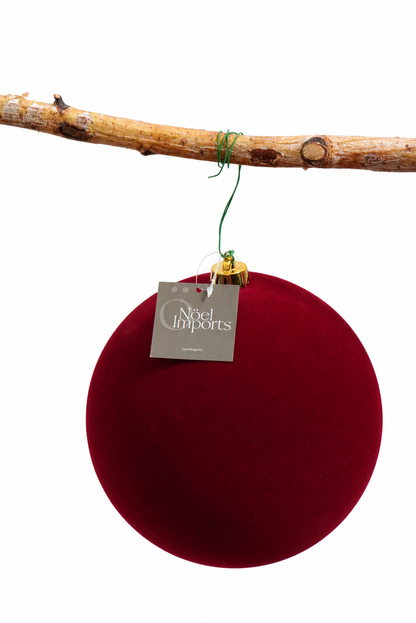 Esfera navideña de 20 cm color borgoña, terciopelo Noel Imports
