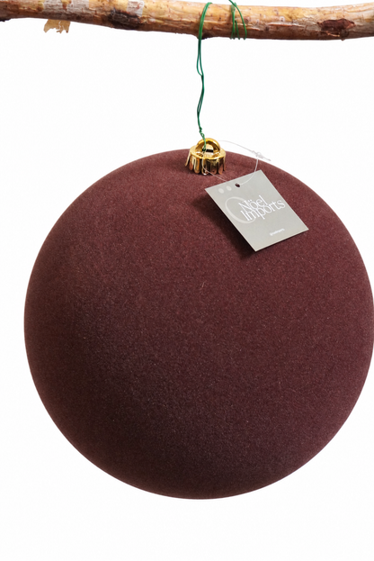 Esfera navideña de 25 cm color chocolate, terciopelo Noel Imports