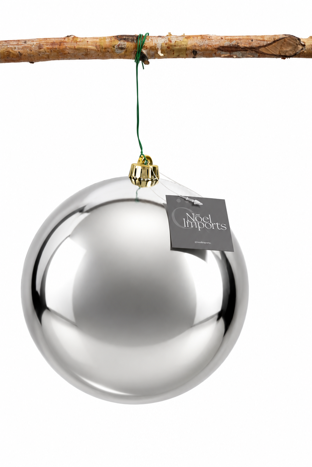 Esfera navideña de 20 cm color plata, brillante Noel Imports