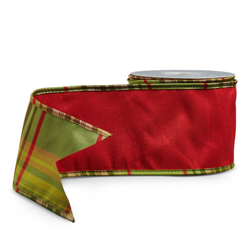 Red Striped Wired Ribbon