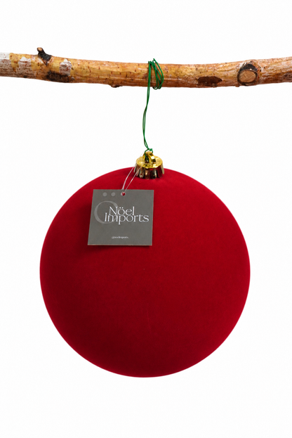 Esfera navideña de 20 cm color rojo, terciopelo Noel Imports