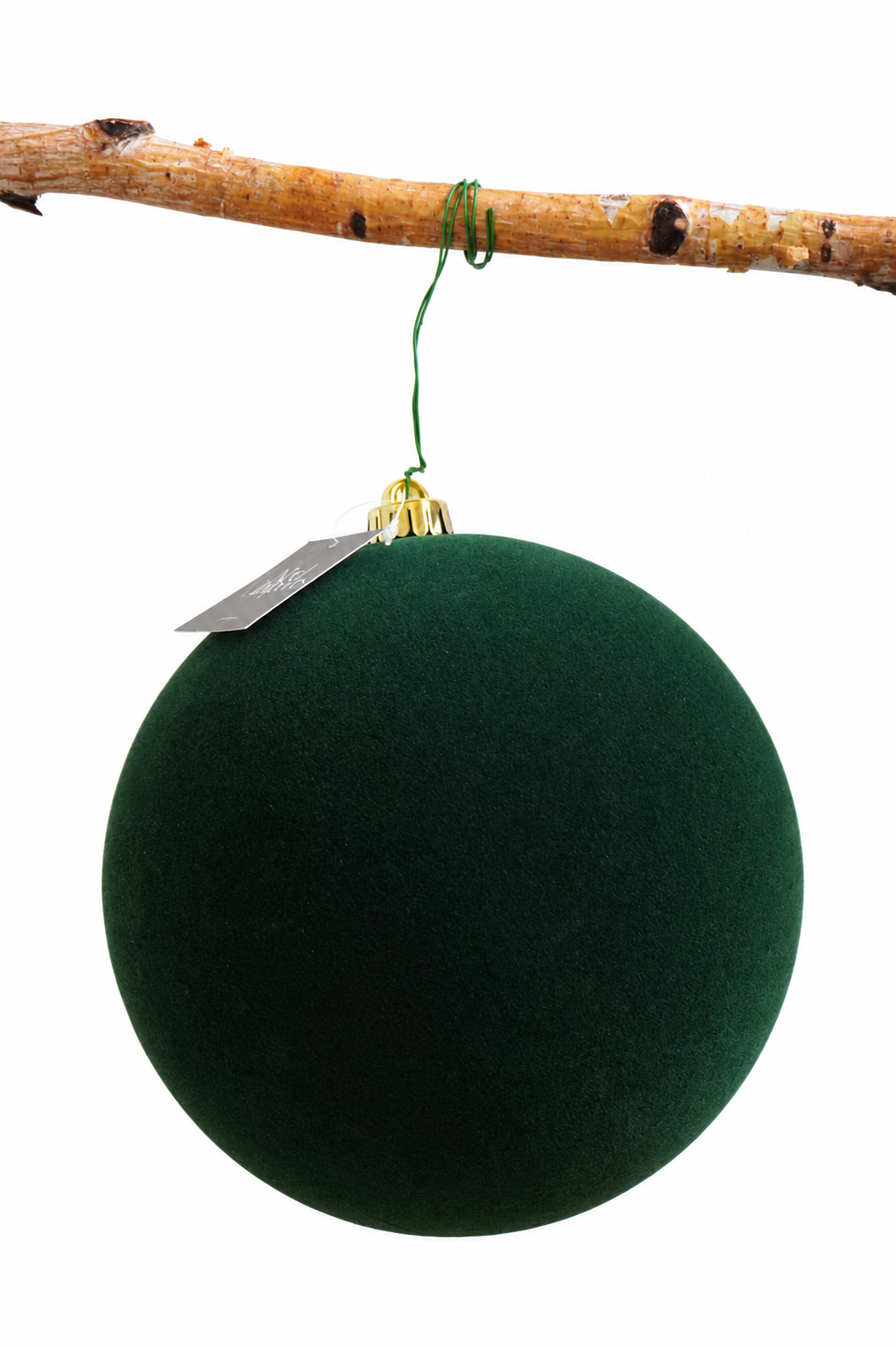 Esfera navideña de 20 cm color verde musgo, terciopelo Noel Imports