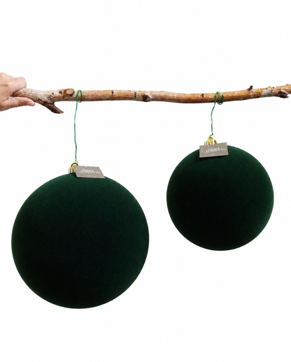 Esfera navideña de 25 cm color verde musgo, terciopelo Noel Imports
