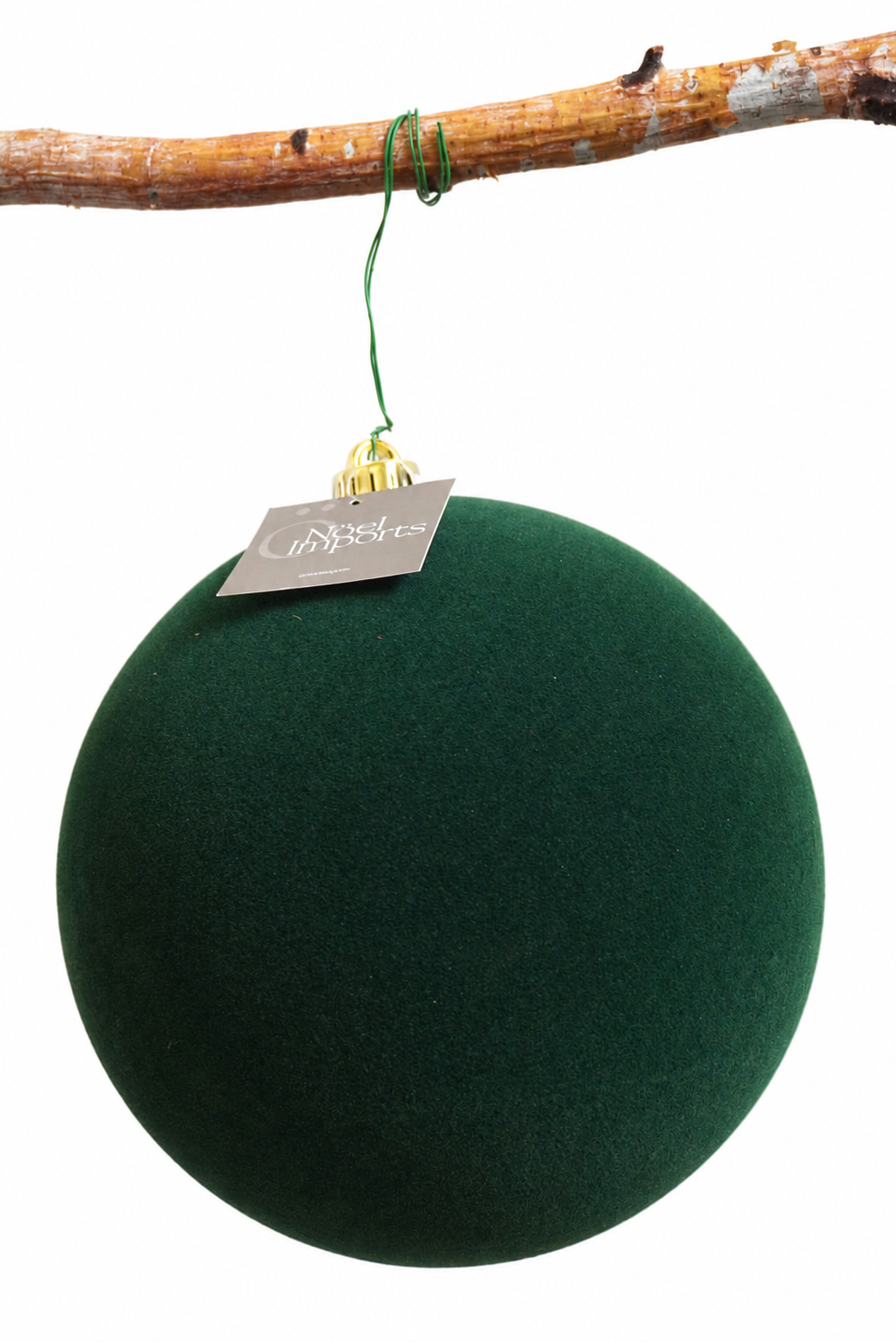 Esfera navideña de 25 cm color verde musgo, terciopelo Noel Imports